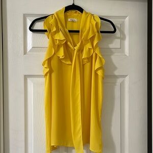 Max Studio Vibrant Yellow Ruffle Sleeve Top